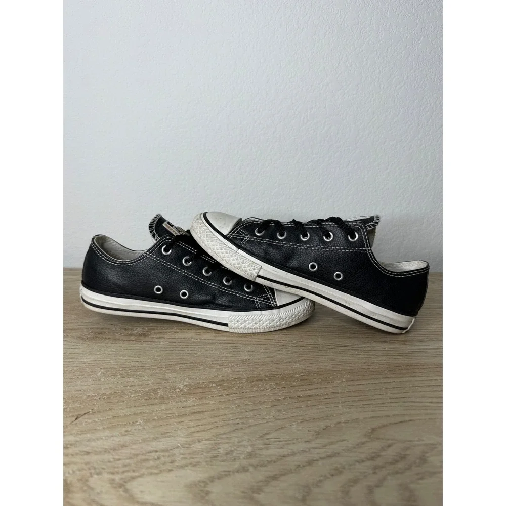 Converse Chuck Taylor All Star Low Black Leather Junior Shoes 609057C Size 3‎